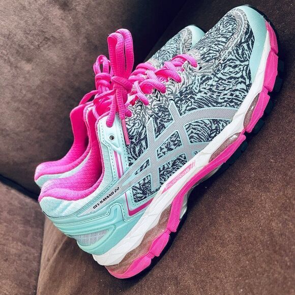 Excellent Asics GEL Kayano 22 Lite Show Glow Pink Light Blue Black Womens 9 US - Picture 5 of 14